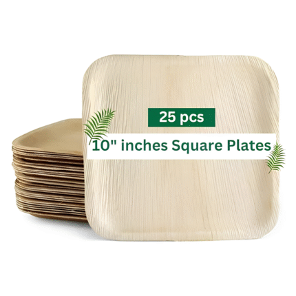 Areca Leaf 10 x 10 inch Square Plate (Pack of 25)