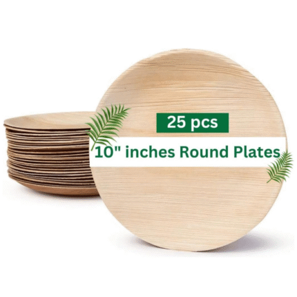 Piyas Planet Areca Leaf 10-inch Round with RIB Plate (Pack of 25)